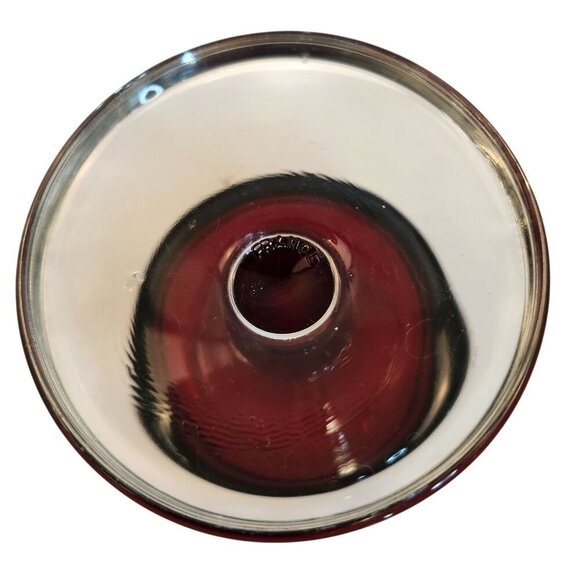 Crystal DArques / Durand Cavalier Ruby Red Wine Glasses Vintage Set Clear Foot 4 - Picture 5 of 9